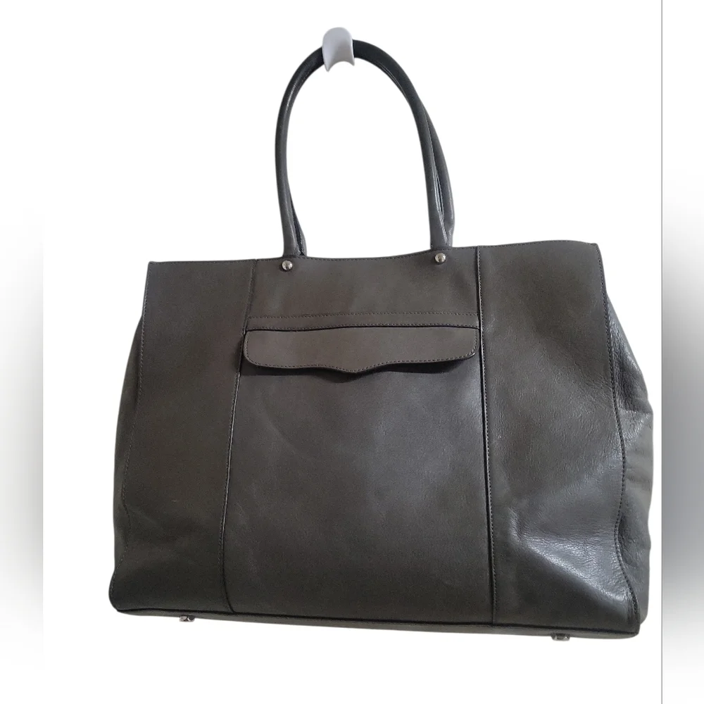 Rebecca Minkoff Large Saffiano Leather Silvertone Hardware Forest Green Tote Bag - Picture 10 of 10